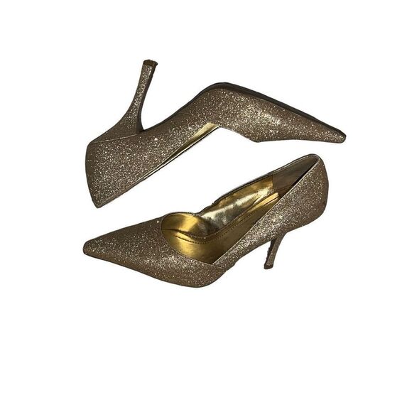 BCBGeneration Katchens Sparkly Gold Glitter Pumps Size 7 - Picture 3 of 5